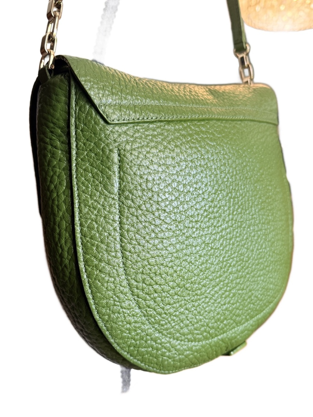 Furla Green Pebbled Leather Club Shoulder Bag with Gold Hardware - Picture 4 of 13